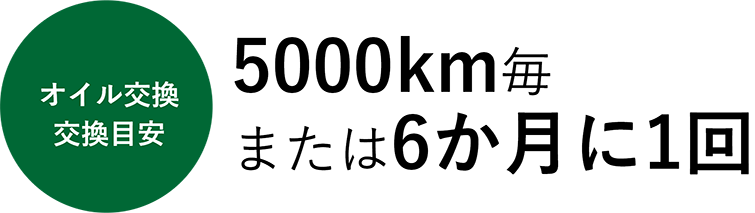 オイル交換は50000kmごと、あるいは6か月に1回を目安に